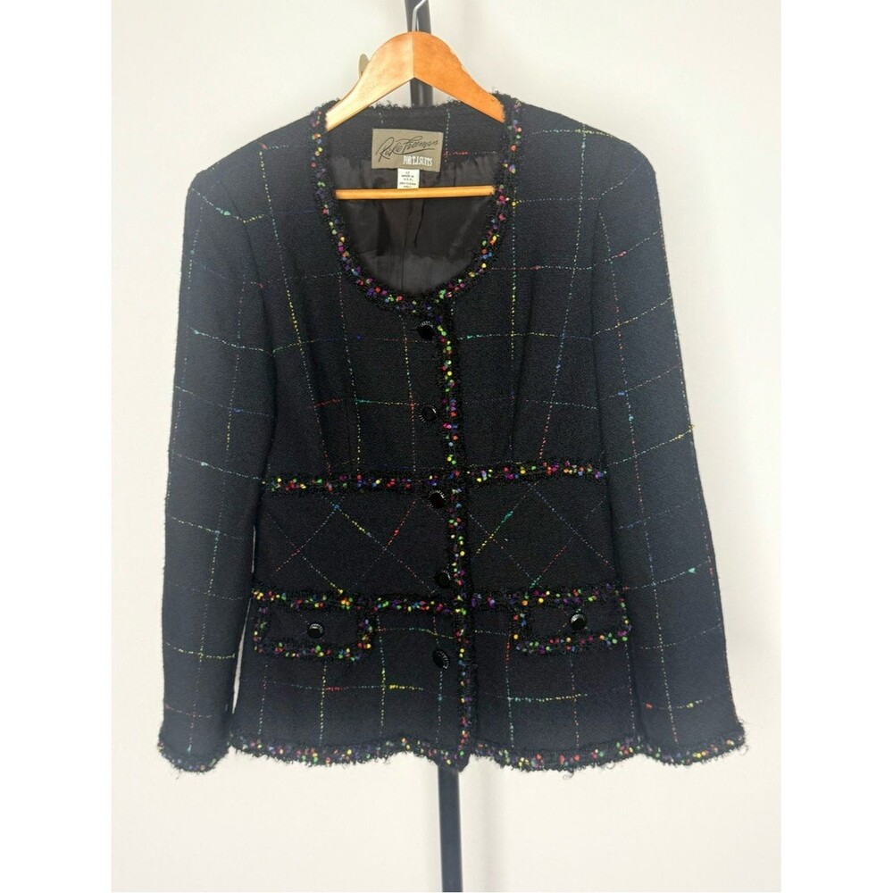 Rickie Freeman for Teri Jon multicolor tweed wool suit jacket